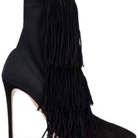 Aquazzura Shake Fringed Stretch Suede Bootie NWOT - Picture 3 of 11